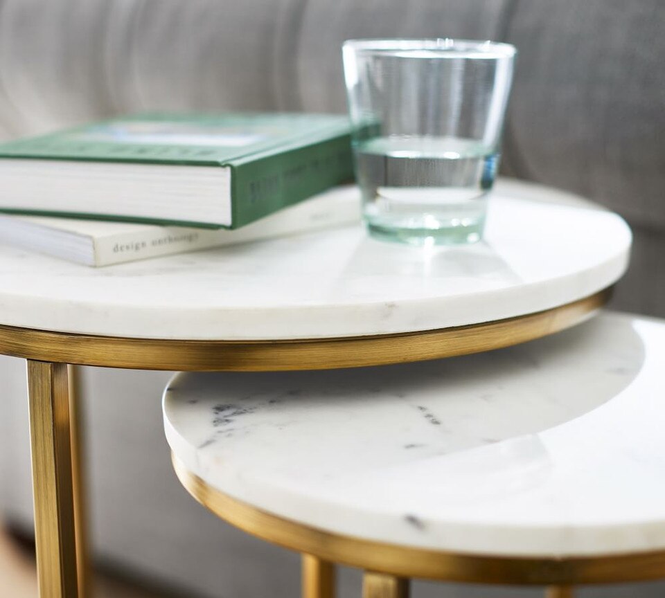 Delaney Round Nesting Side Marble Table Pottery Barn Australia